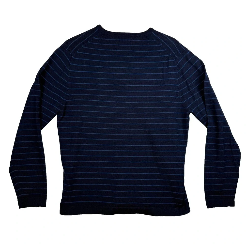 Banana Republic Sweater Crew Neck Merino Wool Blue Striped Men's L‎